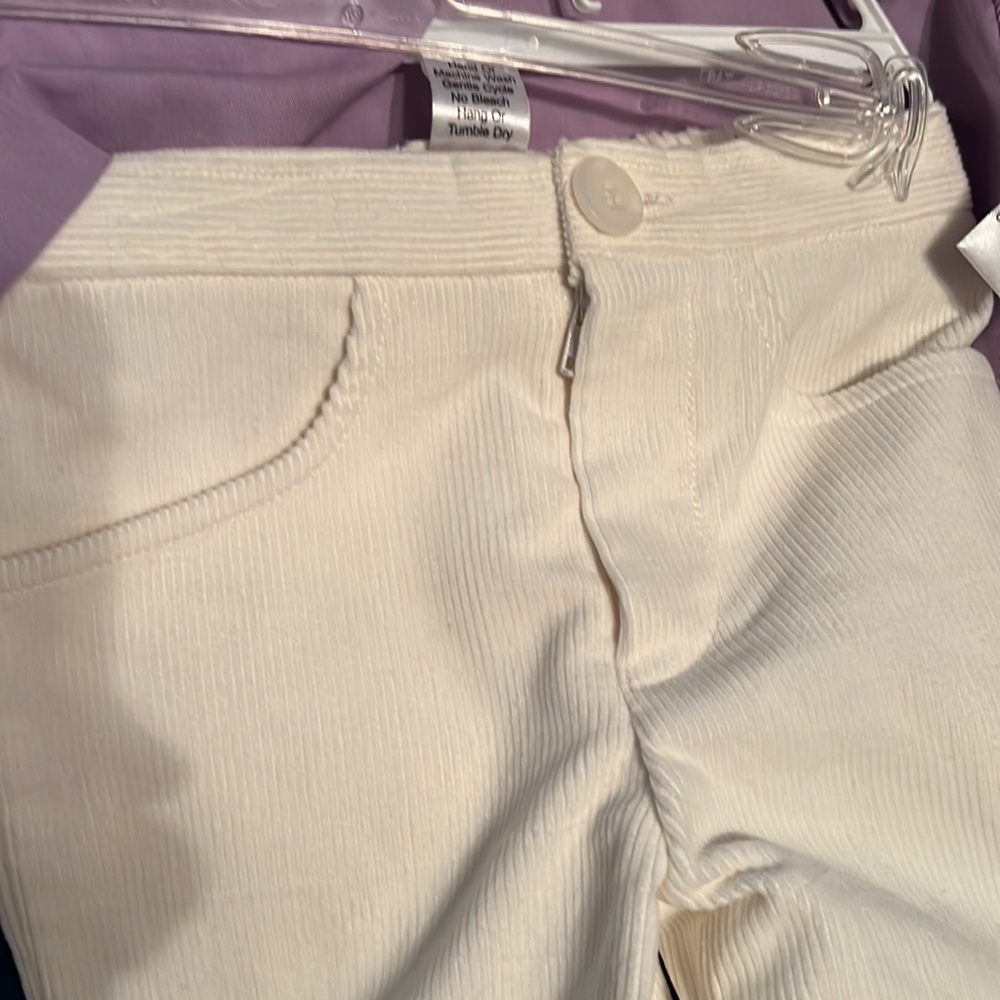 FANTAISIE KIDS Embroidered Lavender Top & Ivory Corduroy Pants - Picture 4 of 9